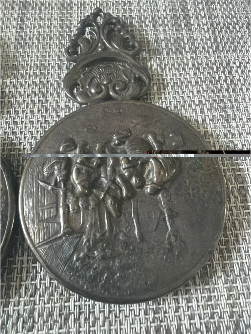 2 Vintage Hans Jensen Pocket Mirror Repousse Denmark Antiqued Silver Tone